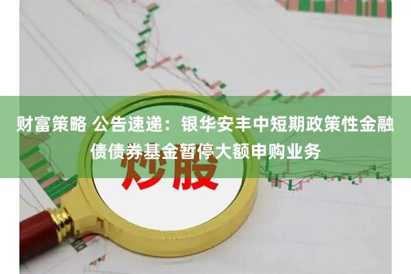 财富策略 公告速递：银华安丰中短期政策性金融债债券基金暂停大额申购业务