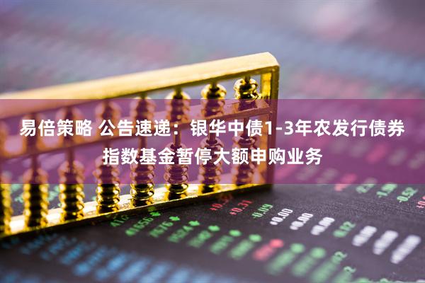 易倍策略 公告速递：银华中债1-3年农发行债券指数基金暂停大额申购业务