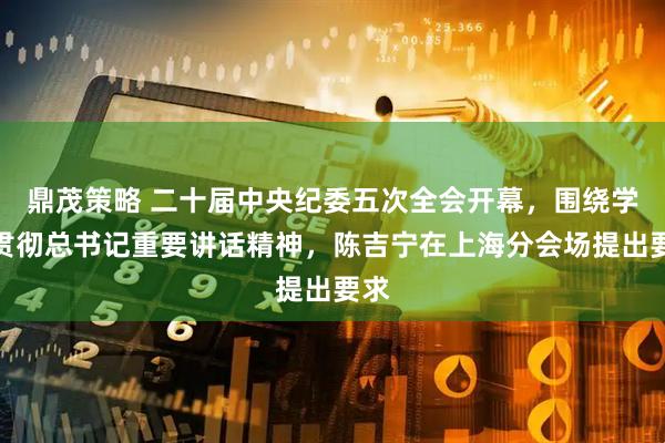 鼎茂策略 二十届中央纪委五次全会开幕，围绕学习贯彻总书记重要讲话精神，陈吉宁在上海分会场提出要求